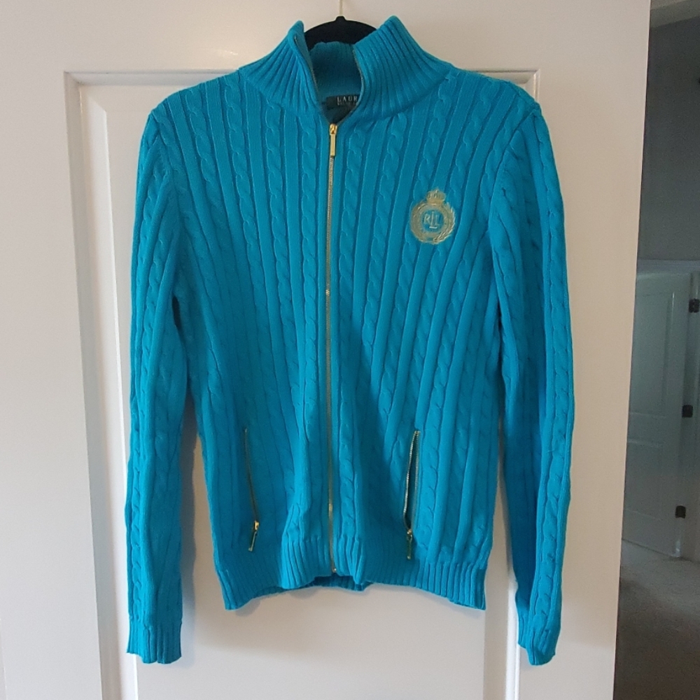 Ralph Lauren Turquoise and Gold sweater